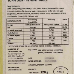 Outlet John Dory in Mint Sauce, 120g Ingredients Brands|Tinned Fish & Seafood