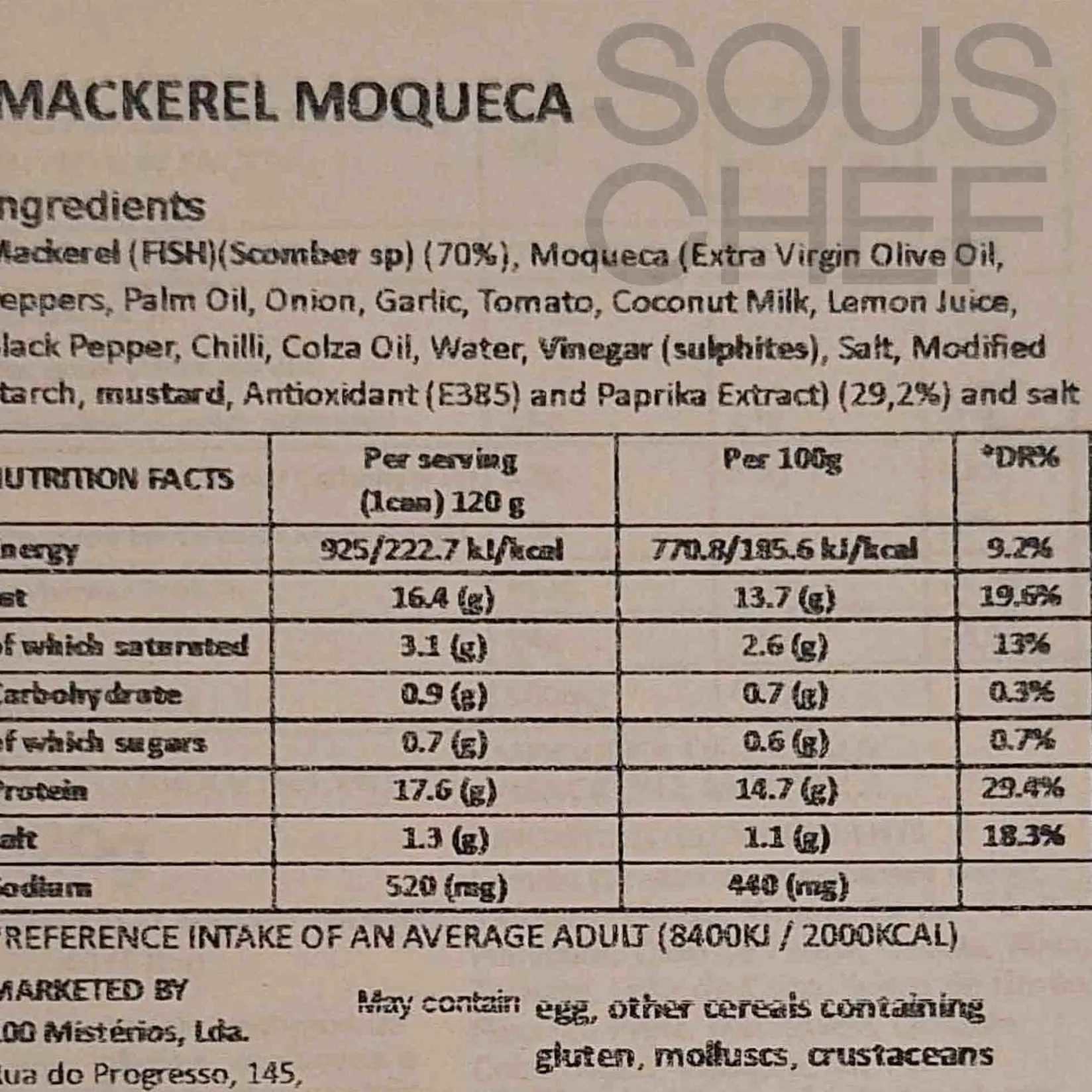 Best Mackerel Fillets in Moqueca Sauce, 120g Ingredients Brands|Tinned Fish & Seafood