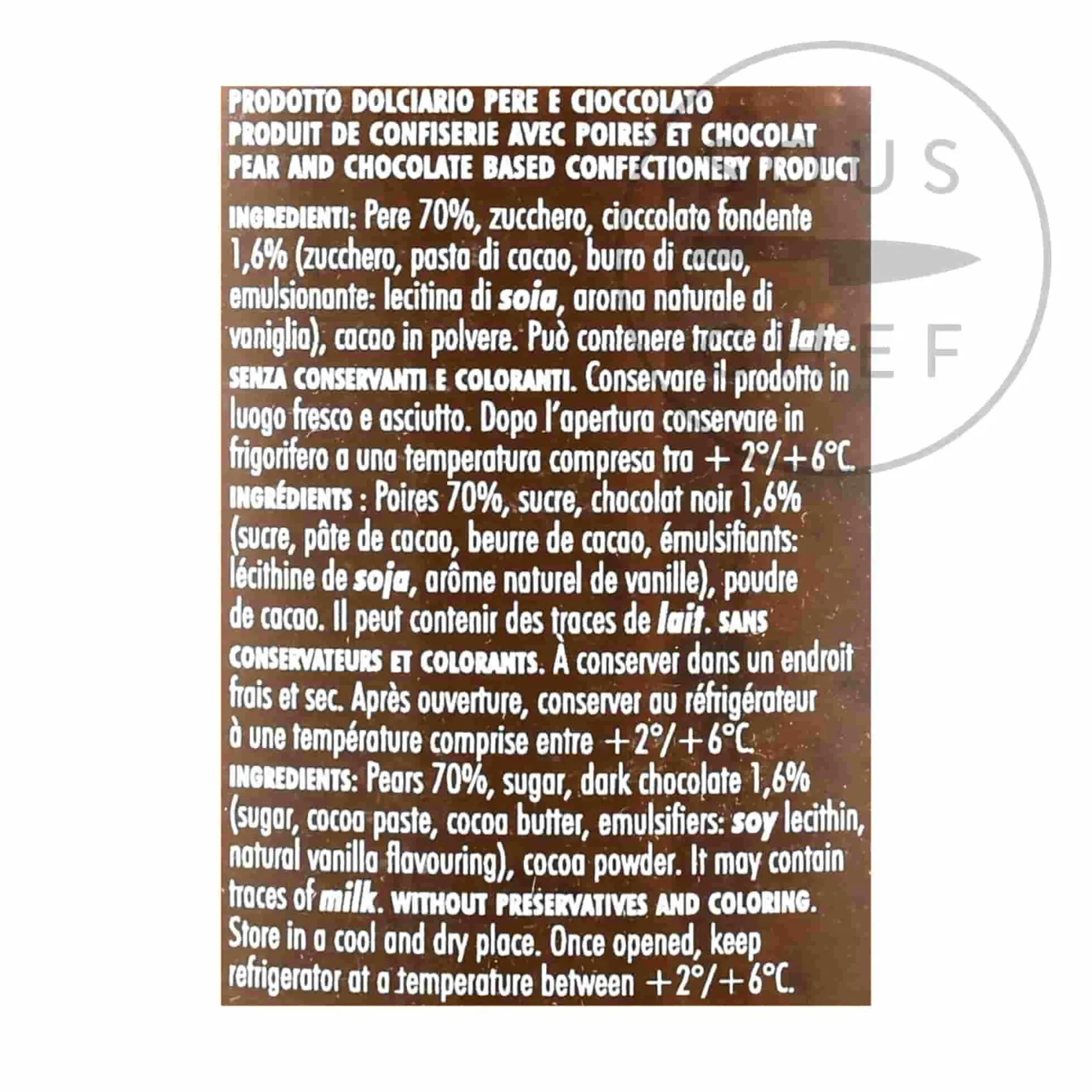 Discount Pear And Chocolate Spread, 270g Ingredients Brands|Italian Ingredients