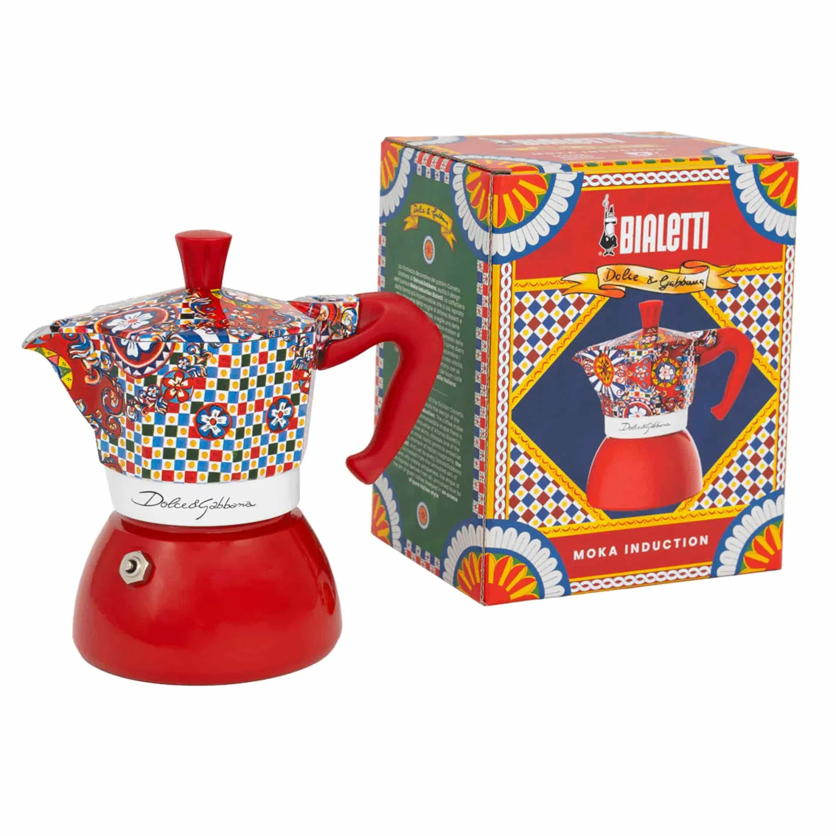 Best x Dolce & Gabbana Red Moka Induction Coffee Maker, 4 Cup Italian Ingredients|Tableware Brands