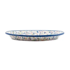 Online Blue Dot Enamel Oval Serving Tray, 31cm Tableware Brands
