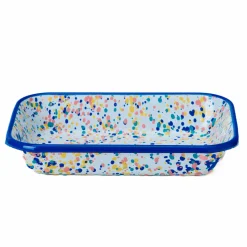 New Blue Dot Enamel Roasting & Serving Dish Baking Supplies & Equipment