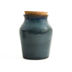 Blue Glaze Salt Pot with Cork Lid Tableware Brands