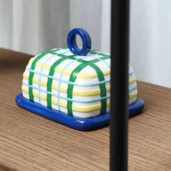 Clearance Blue Plaid Butter Dish Tableware Brands