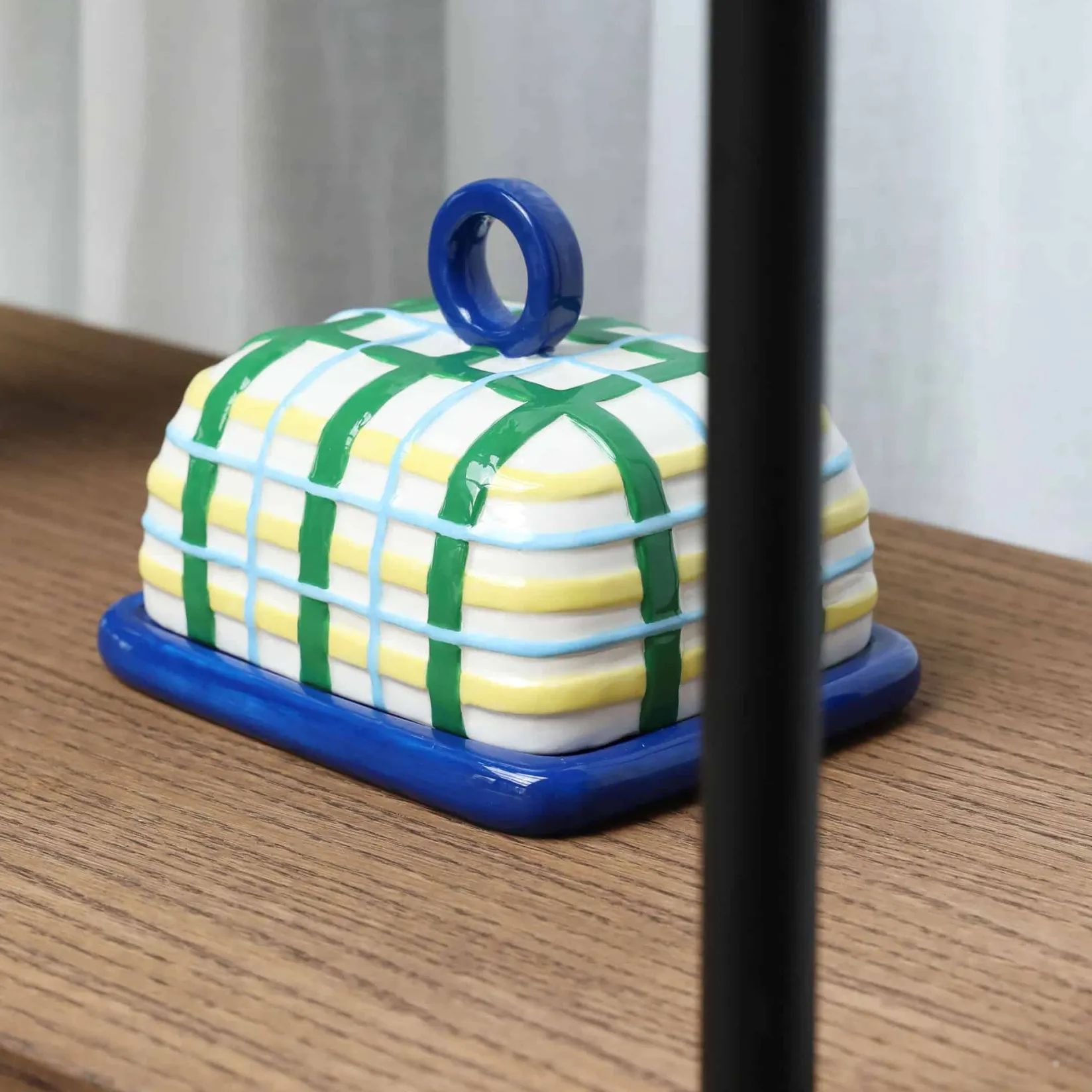 Clearance Blue Plaid Butter Dish Tableware Brands