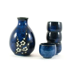 Clearance Blue Sakura Sake Set Japanese Ingredients|Japanese Tableware