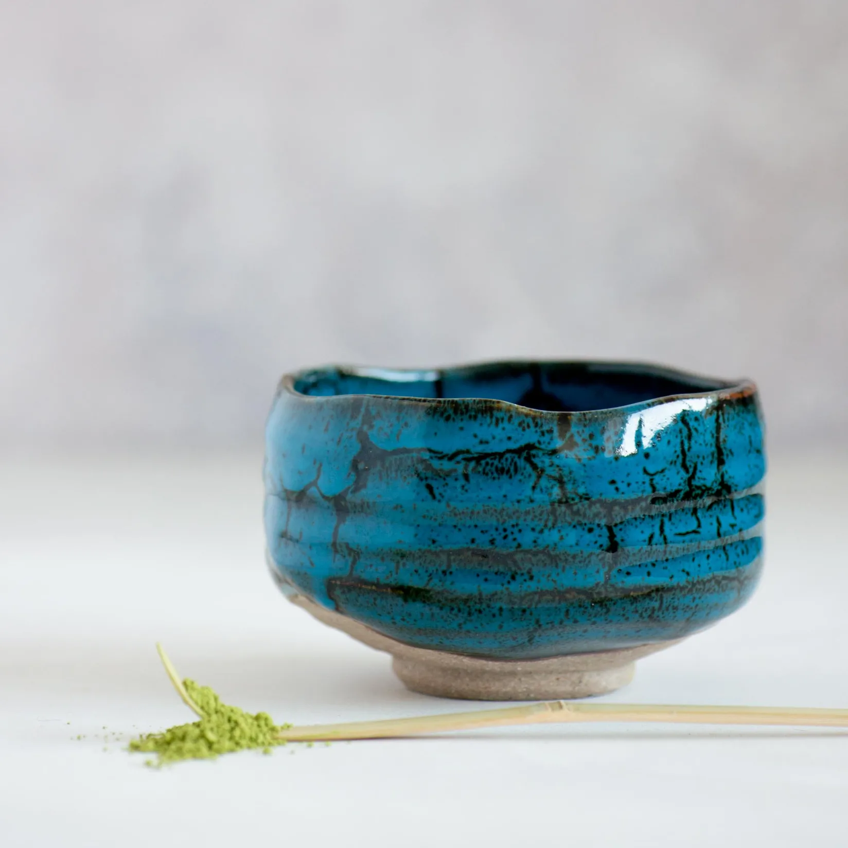 Hot Blue Storm Matcha Bowl, 11.7cm Japanese Ingredients|Japanese Tableware