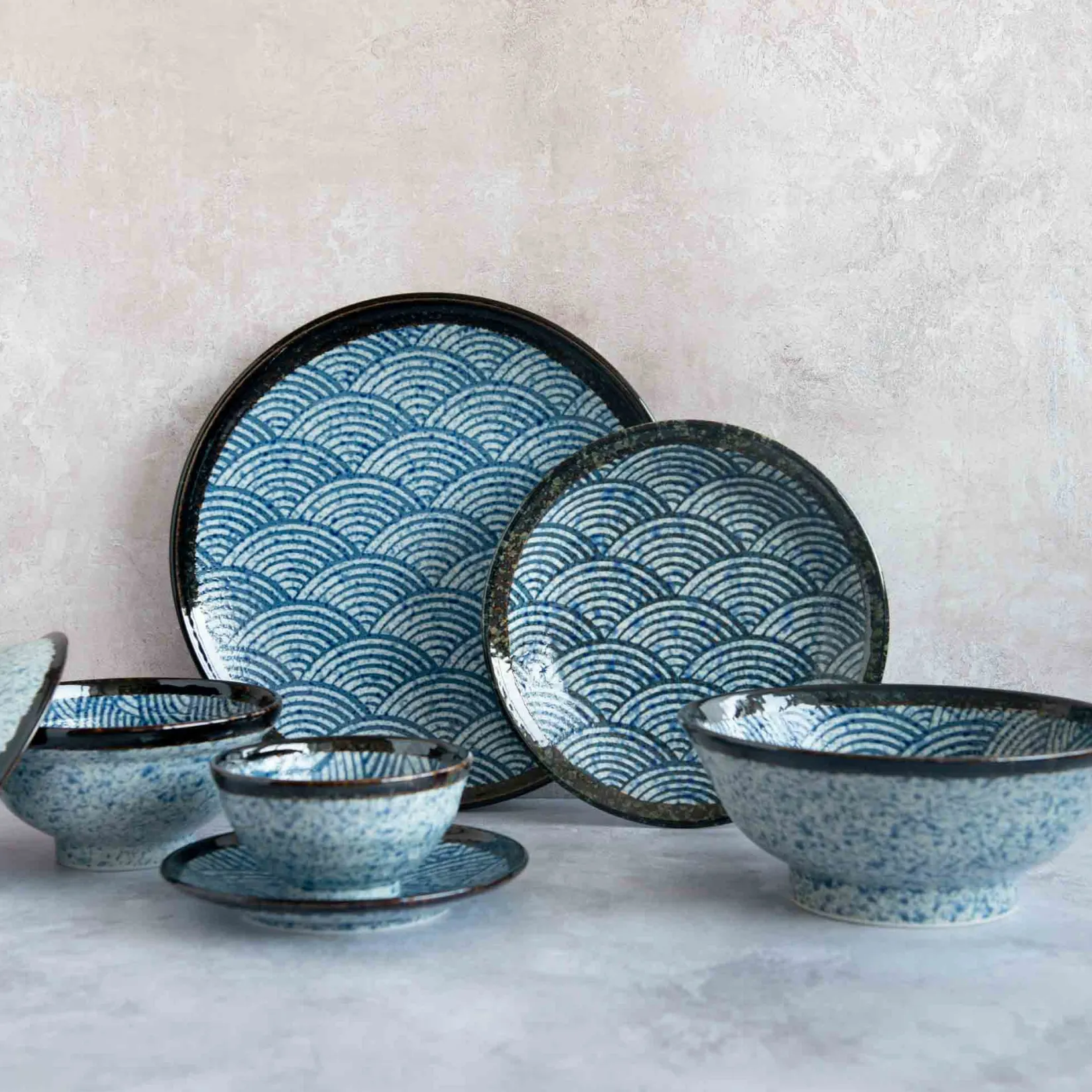 Blue Wave Covered Bowl, 15.7cm Tableware Brands|Japanese Ingredients