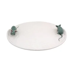 New White Earthenware Cheese Tray with Mouse Table Setting|Serveware