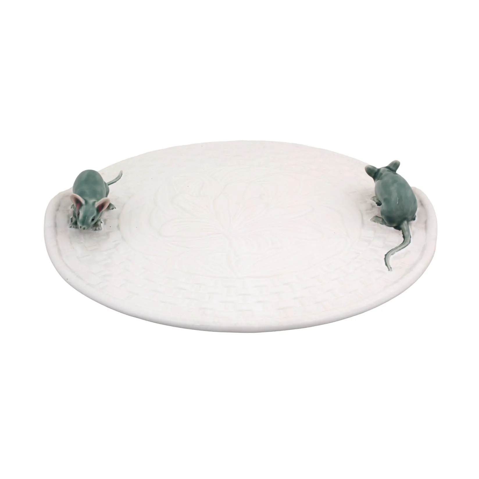 New White Earthenware Cheese Tray with Mouse Table Setting|Serveware