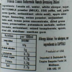 Sale Ranch Dressing, 355ml Ingredients Brands|American Ingredients