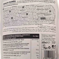 Outlet Peach Puree, 600ml Ingredients Brands|Drinks