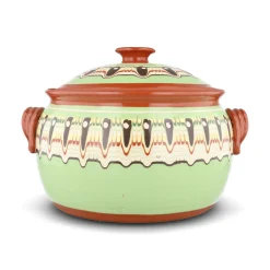 Bulgarian Troyan Mint Green Terracotta Cooking Pot Baking Supplies & Equipment