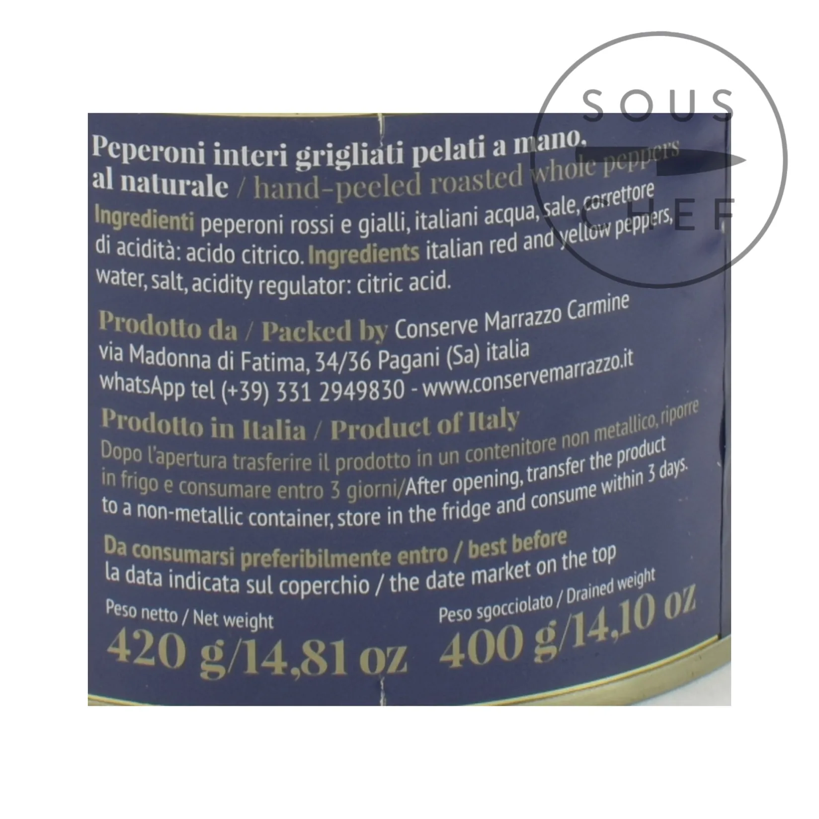 Online Whole Grilled Hand-Peeled Peppers in Brine, 420g Ingredients Brands|Italian Ingredients