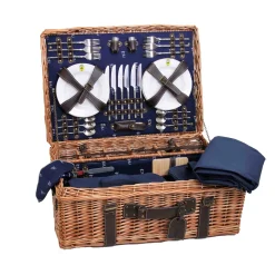 Sale Champs-Elysees Navy Picnic Hamper Tableware Brands|Picnicware