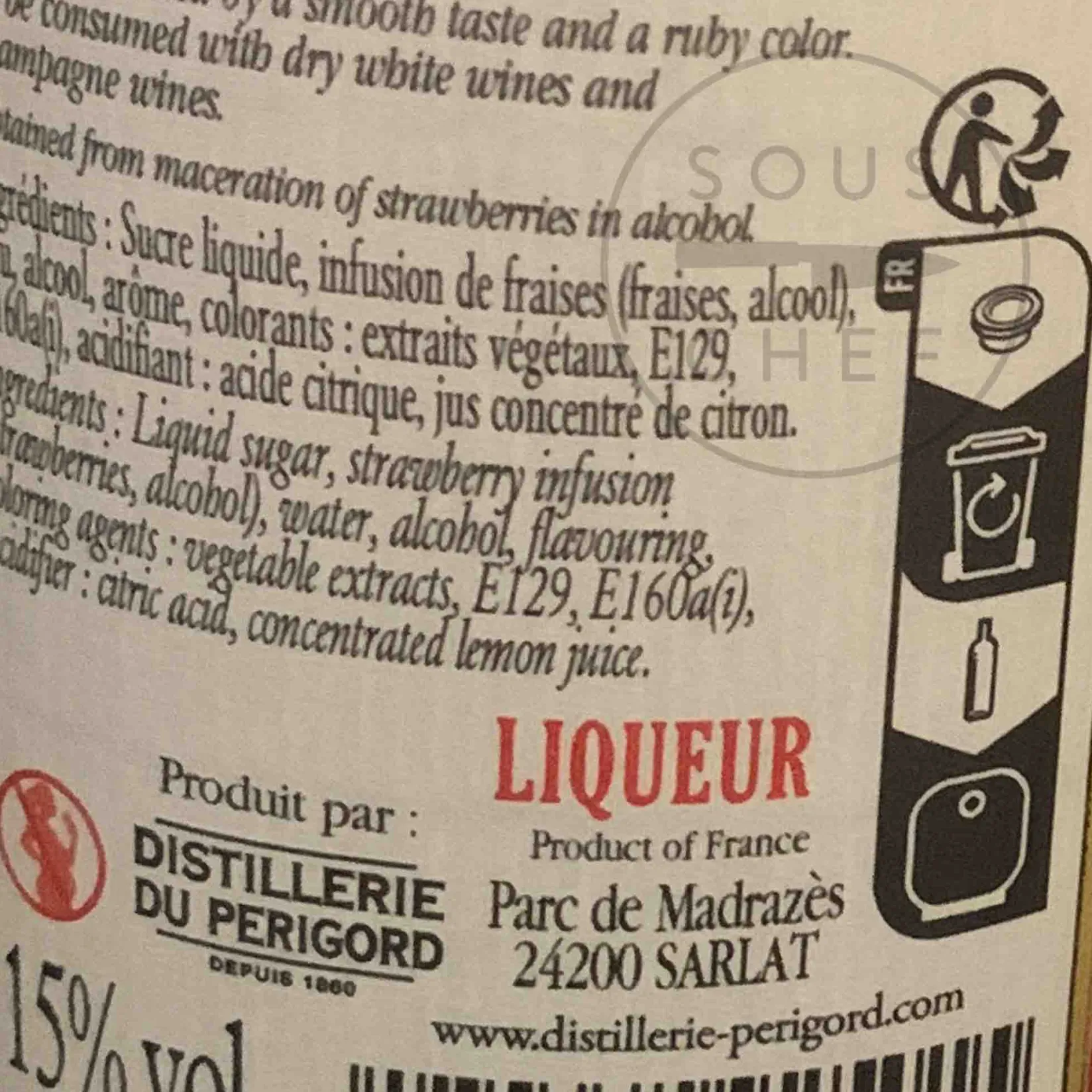 Discount Cherry Rocher Creme de Fraise, Strawberry Liqueur, 500ml Ingredients Brands|French Ingredients