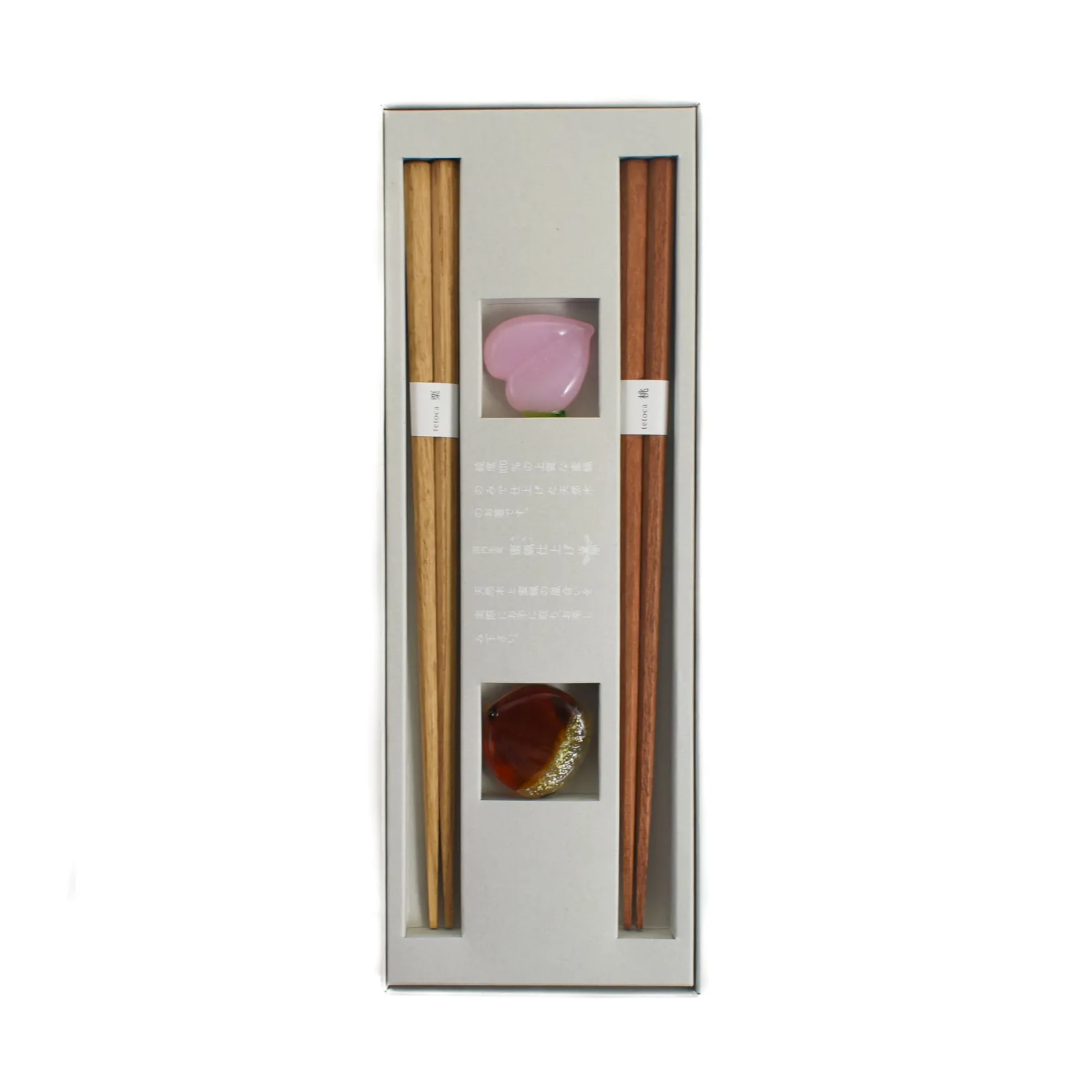 Hot Chestnut & Peach Wood Chopstick Gift Set with Rests, 18cm Japanese Ingredients|Cutlery