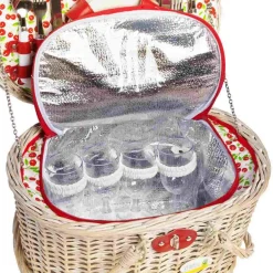 Cheverny Cherry Print Picnic Basket, 4 Person Tableware Brands|Picnicware