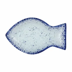Sale Cobalt Blue Rim Glass Fish Serving Dish, 20x12.5cm Tableware Brands