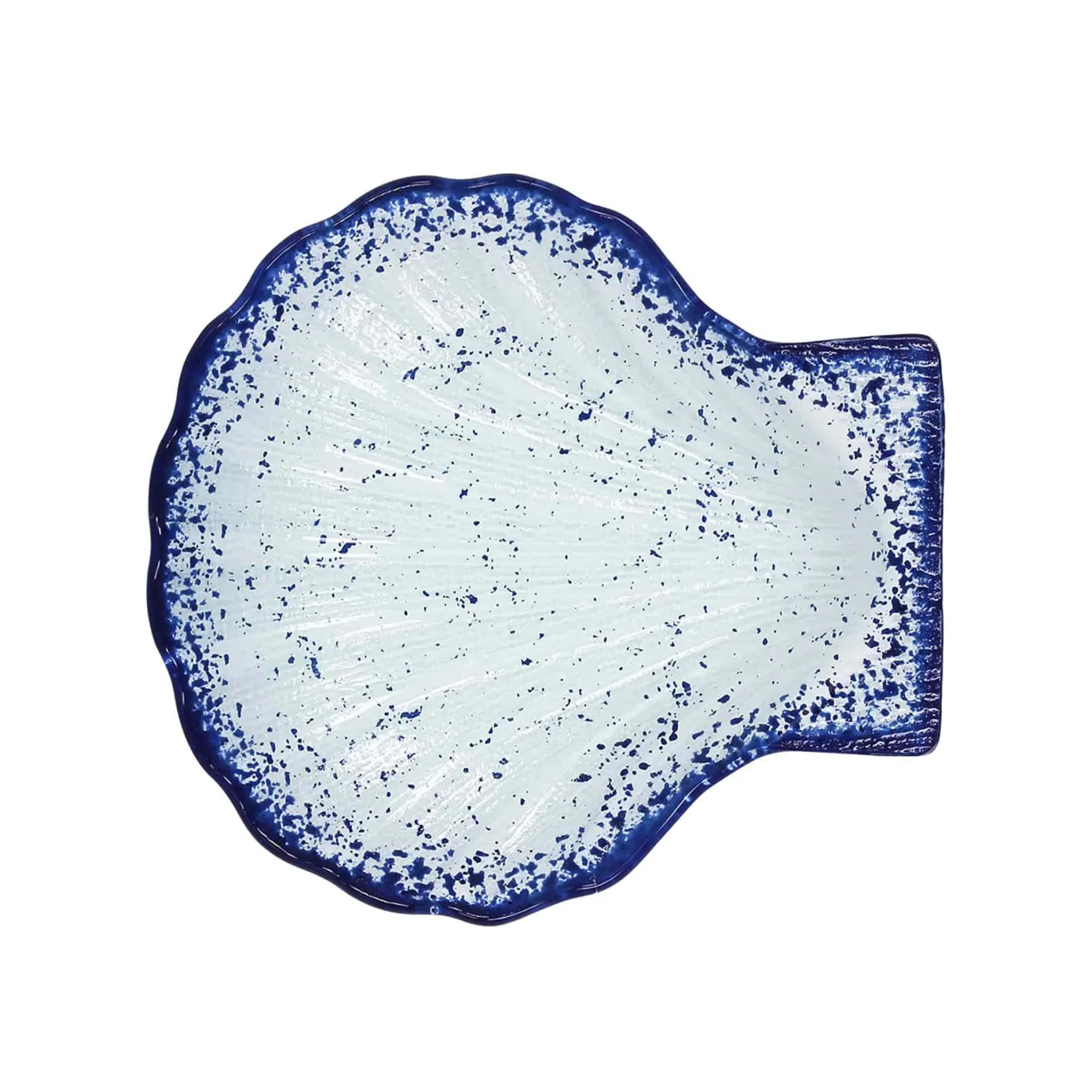 Best Cobalt Blue Rim Glass Scallop Serving Dish, 18cm Tableware Brands