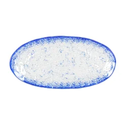 Cobalt Blue Rim Glass Serving Tray, 34x17cm Tableware Brands