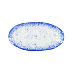 Hot Cobalt Blue Rim Glass Serving Tray, 26x14cm Tableware Brands