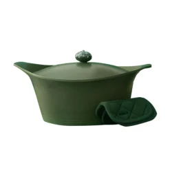 Best Lightweight Non-Stick Dutch Oven with Pot Holders, Green, BPA-Free Pots & Pans