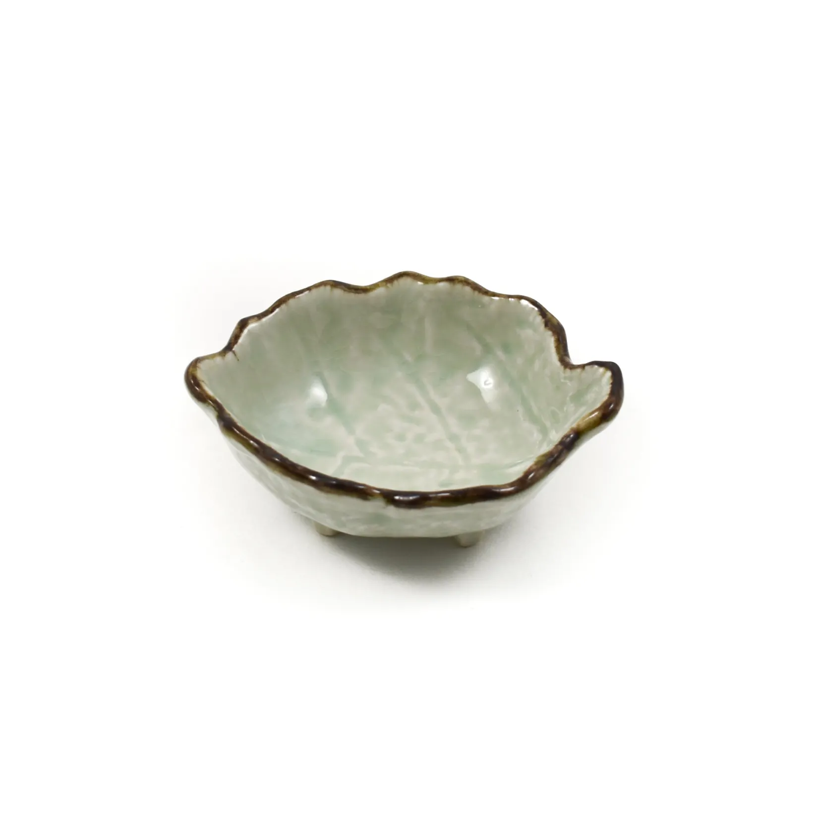 Clearance Cream & Pale Green Leaf Dish, 9.8cm Tableware Brands|Japanese Ingredients