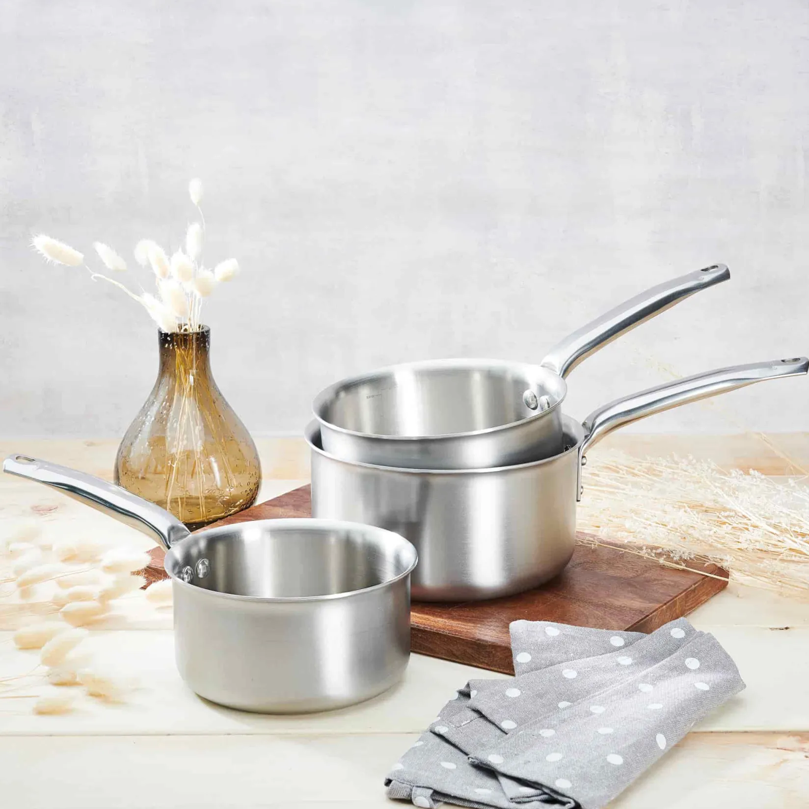 Online Alchimy 3 Piece Saucepan Set Pots & Pans