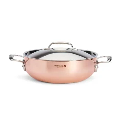 Online Prima Matera Copper Curved Saute Pan with Lid & Stainless Steel Handle, 28cm Pots & Pans
