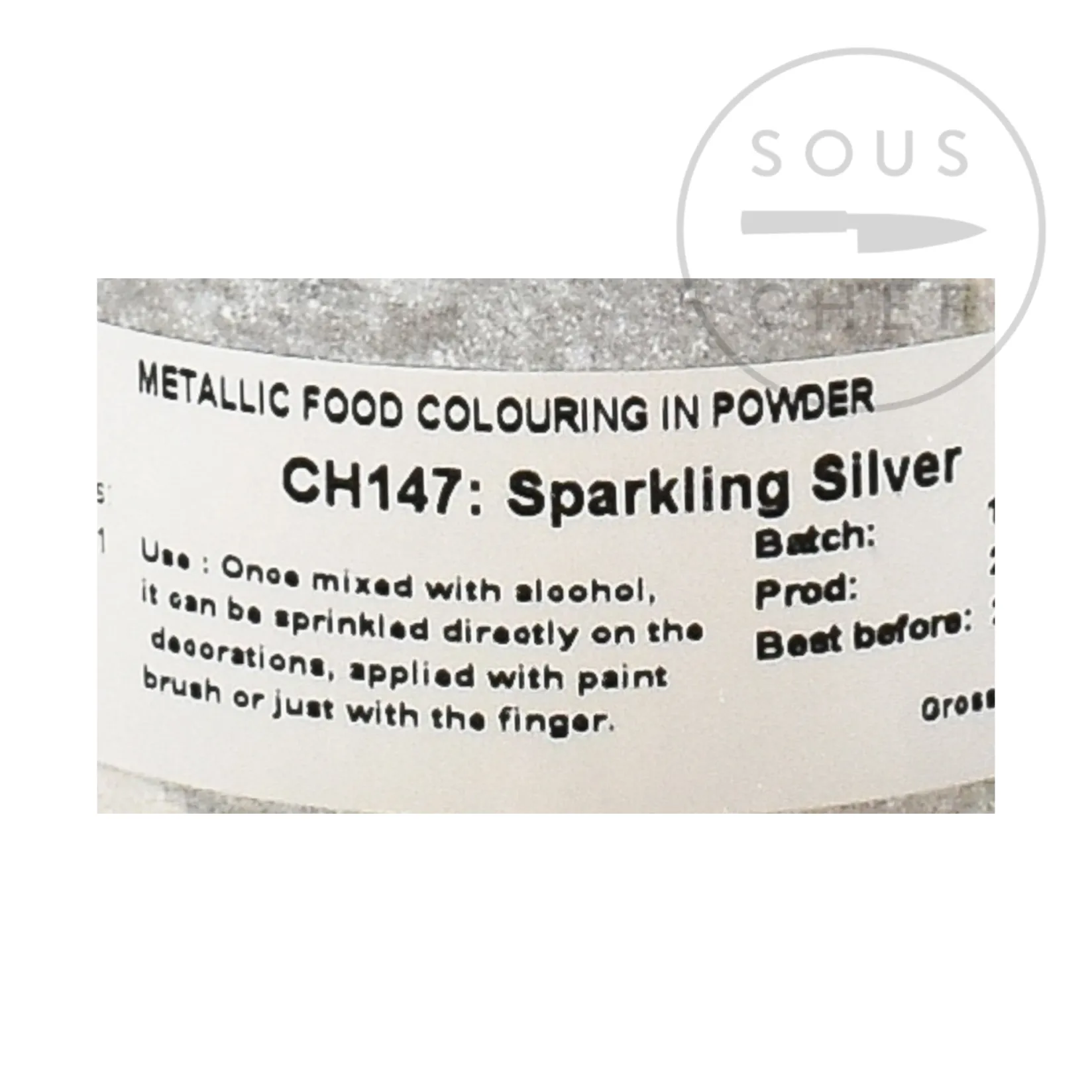Discount Edible Metallic Sparkling Silver Powder Food Colour, 25g Ingredients Brands|Baking Ingredients