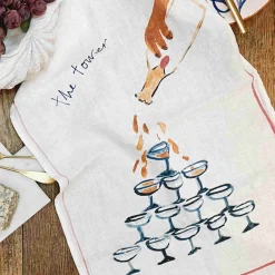 Discount Champagne Tower Linen Tea Towel Kitchen Textiles & Clothing