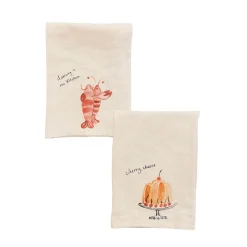 Outlet Set of 2 Dancing Lobsters & Cake Linen Napkins Table Setting|Kitchen Textiles & Clothing