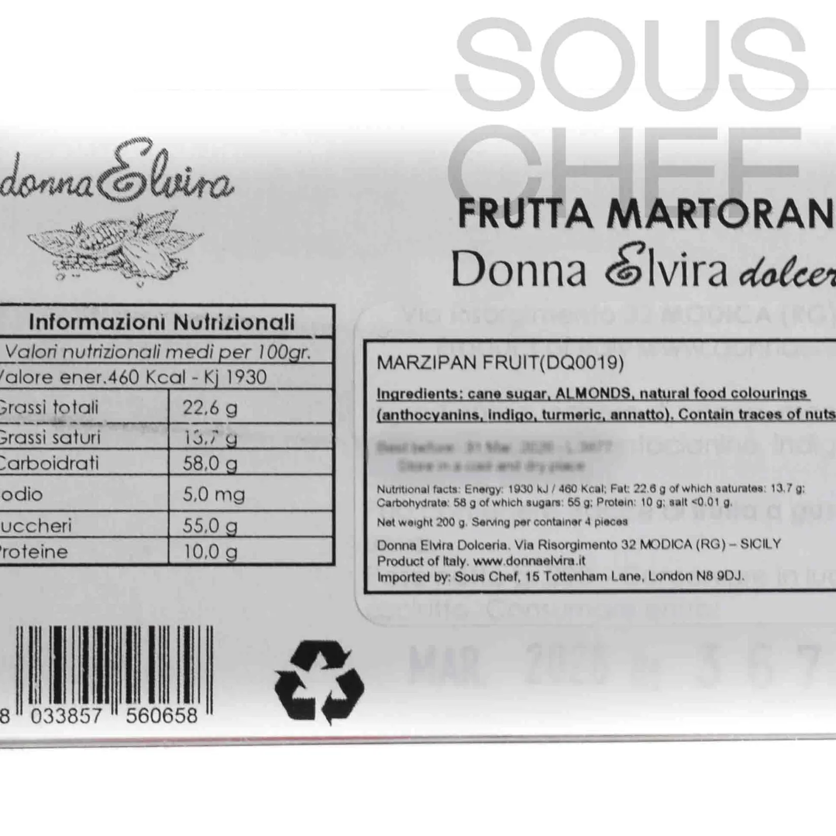 Hot Marzipan Fruits Gift Box, 200g Ingredients Brands|Italian Ingredients
