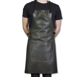 Hot Leather BBQ Apron in Vintage Grey Kitchen Textiles & Clothing