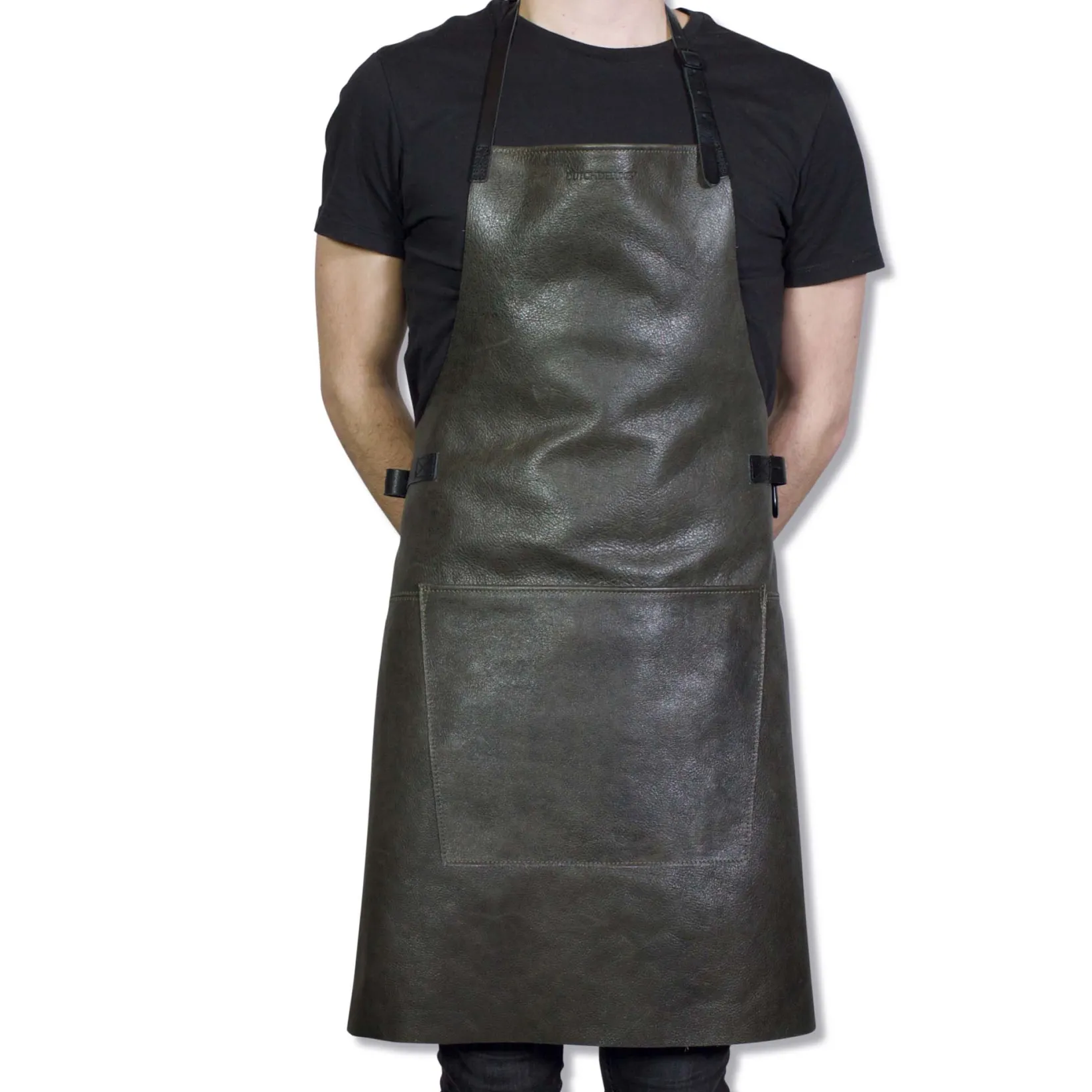 Hot Leather BBQ Apron in Vintage Grey Kitchen Textiles & Clothing