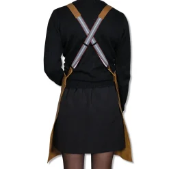 Leather Suspender Apron in Vintage Camel Kitchen Textiles & Clothing