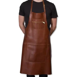 Best Leather Zipper Apron in Classic Brown Kitchen Textiles & Clothing