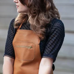 Best Leather Zipper Apron in Classic Brown Kitchen Textiles & Clothing