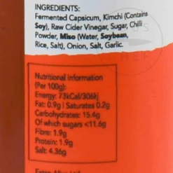 Hot Raw Kimchi Hot Sauce, 150ml Ingredients Brands|Made In The Uk