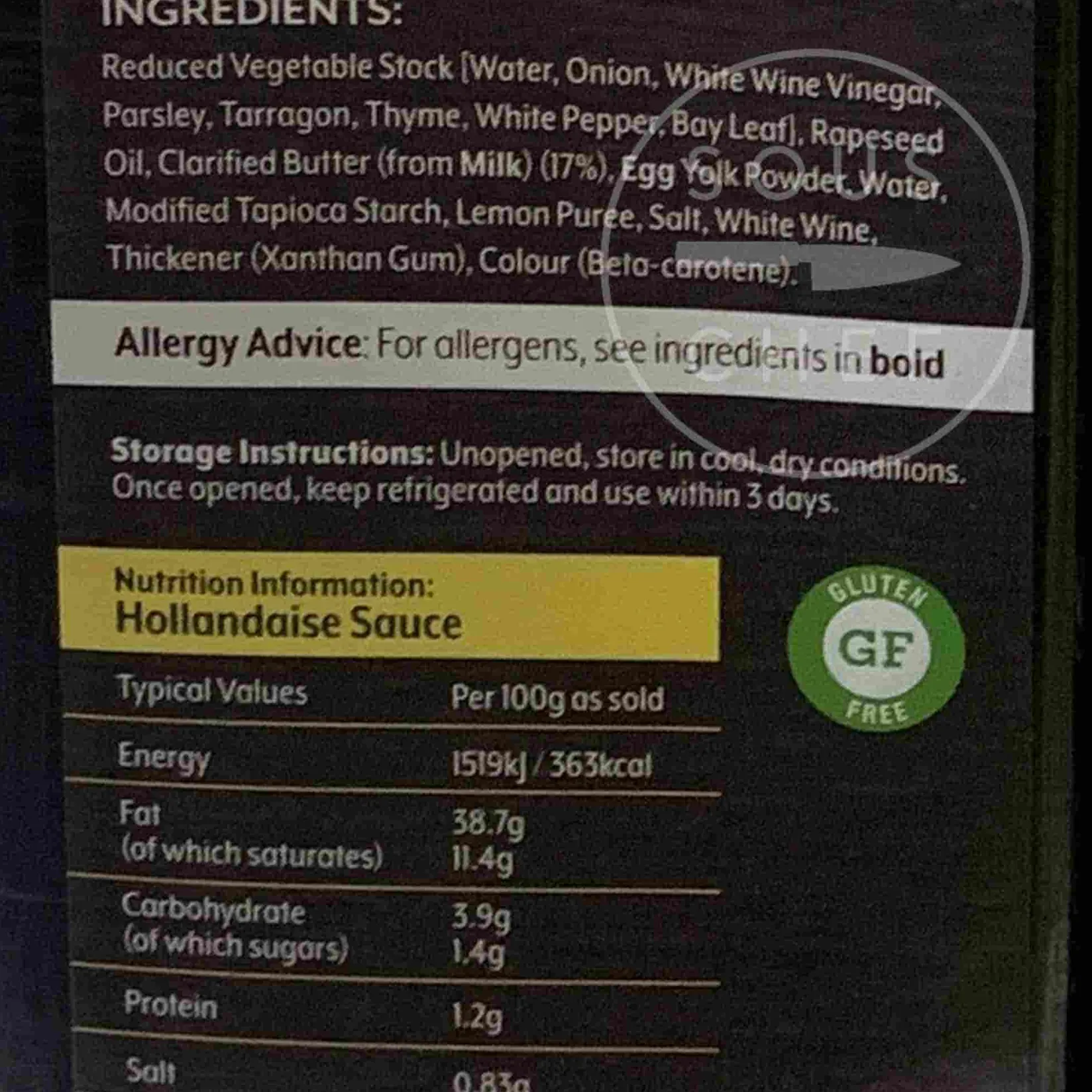 Sale Signature Hollandaise Sauce, 1 litre Ingredients Brands|Stock & Bouillon