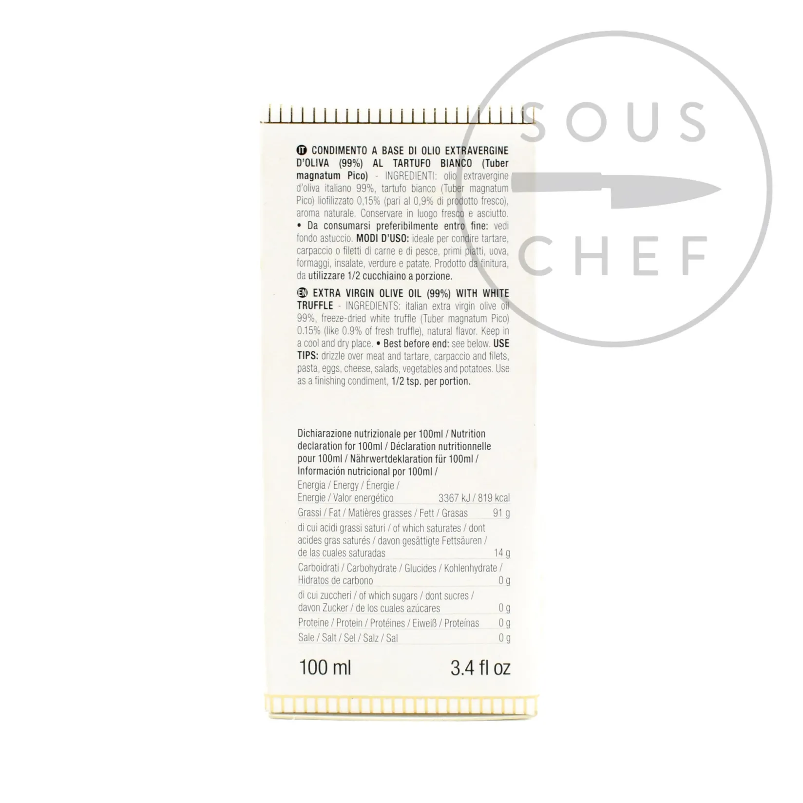 Outlet Extra Virgin Olive Oil With White Truffle Slices, 100ml Ingredients Brands|Italian Ingredients