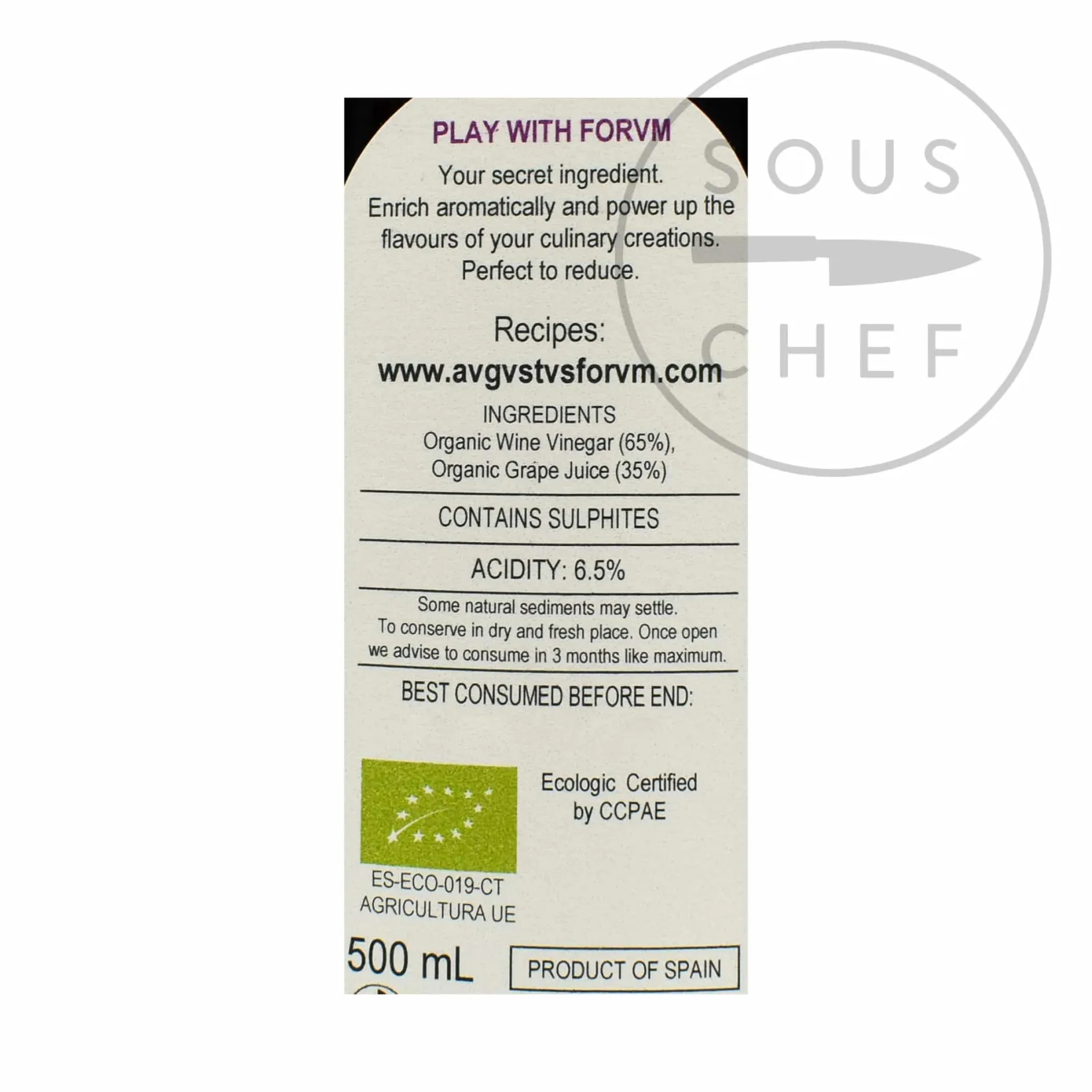 Hot Organic Merlot Balsamic Vinegar, 500ml Ingredients Brands|Spanish Ingredients