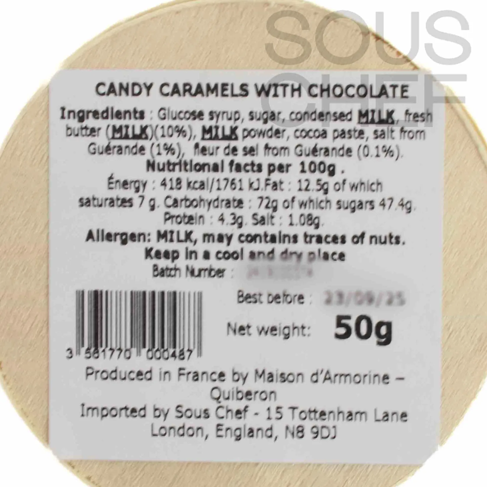 Outlet French Salted Butter Chocolate Caramels in Wooden Box, 50g French Ingredients|Chocolate & Sweets