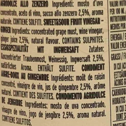 New Giusti Sweet and Sour Ginger Condiment, 250ml Ingredients Brands|Italian Ingredients