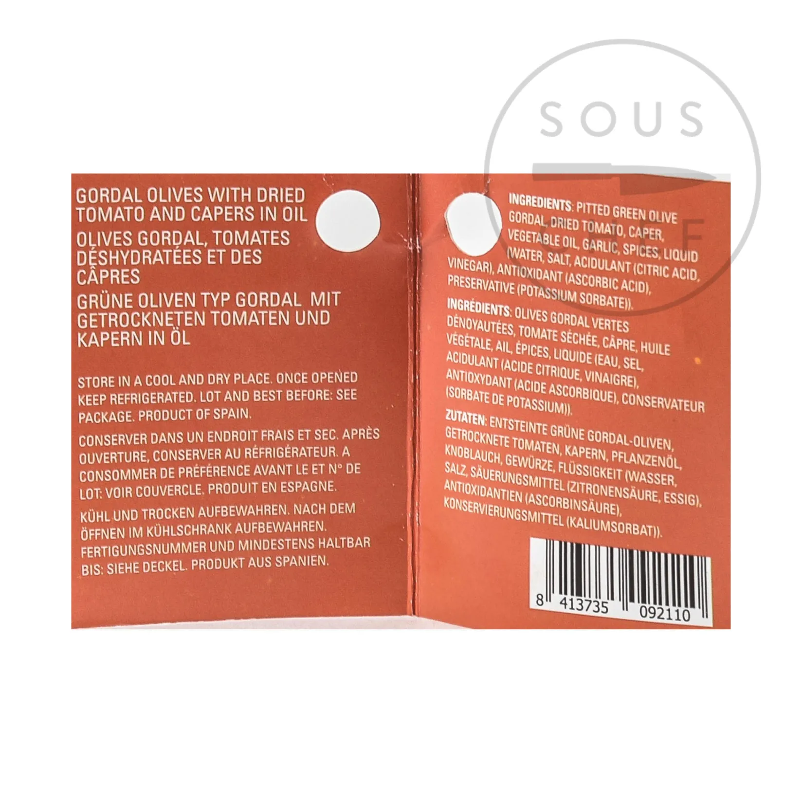 Clearance Gordal Olives with Dried Tomatoes and Capers, 580g Ingredients Brands|Spanish Ingredients