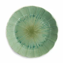 Hot Green Scalloped Japanese Deep Dinner Plate, 22cm Japanese Ingredients|Plates