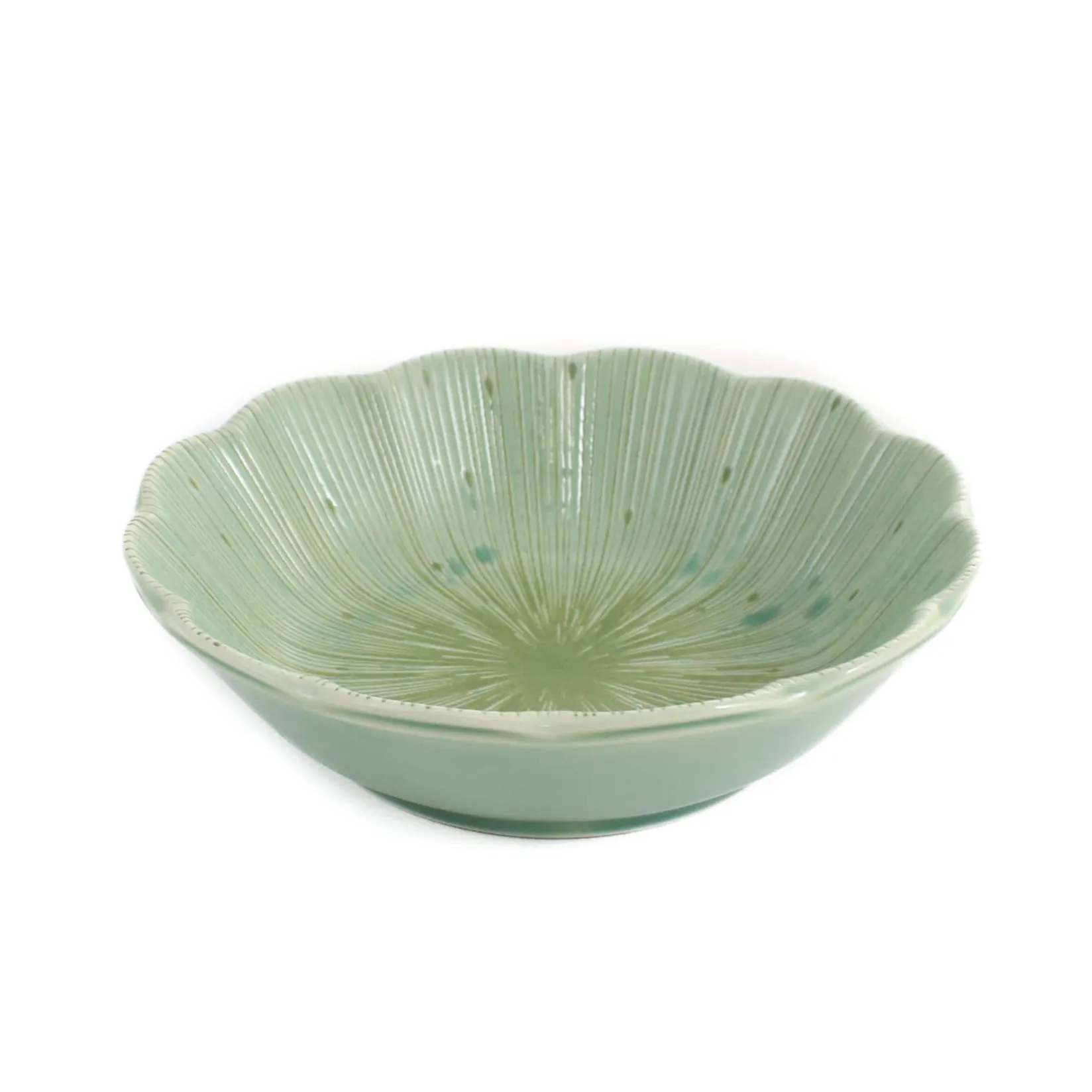 Best Green Scalloped Japanese Bowl, 13.5cm Japanese Ingredients|Japanese Tableware