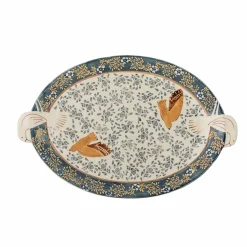 Outlet Hezha Blue Stoneware Serving Platter, 34x25cm Tableware Brands