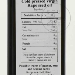 Sale Organic Rapeseed Oil, Cold Pressed, 250ml Ingredients Brands|Oil, Vinegar & Dressings